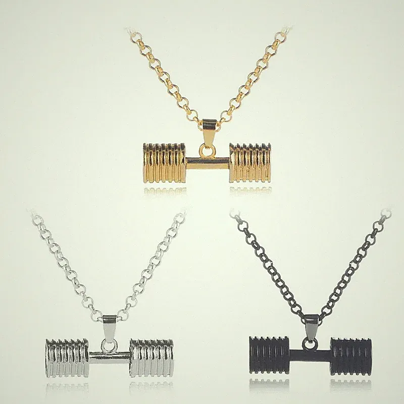 Men's Weight Dumbbell Athletic Chain Pendant 3 Colors