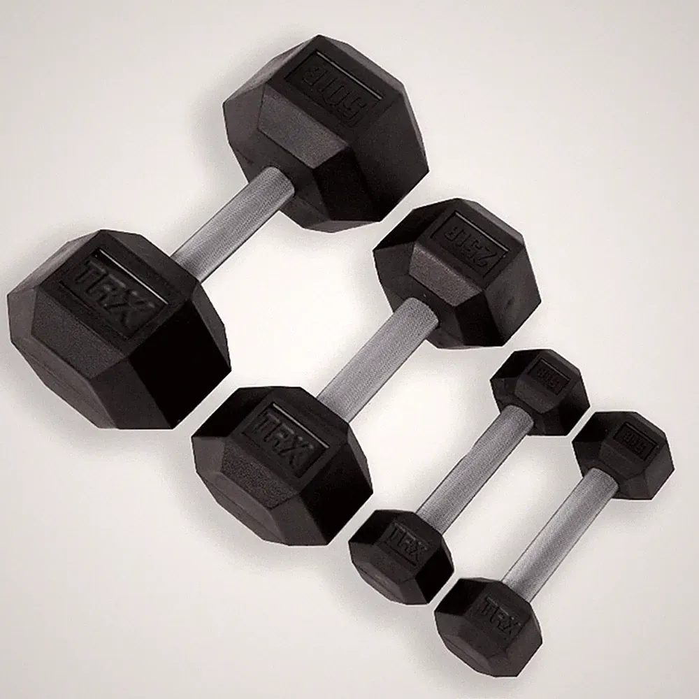 MIDS TRX Hex Rubber Dumbbell 15 Lb Sold By Each