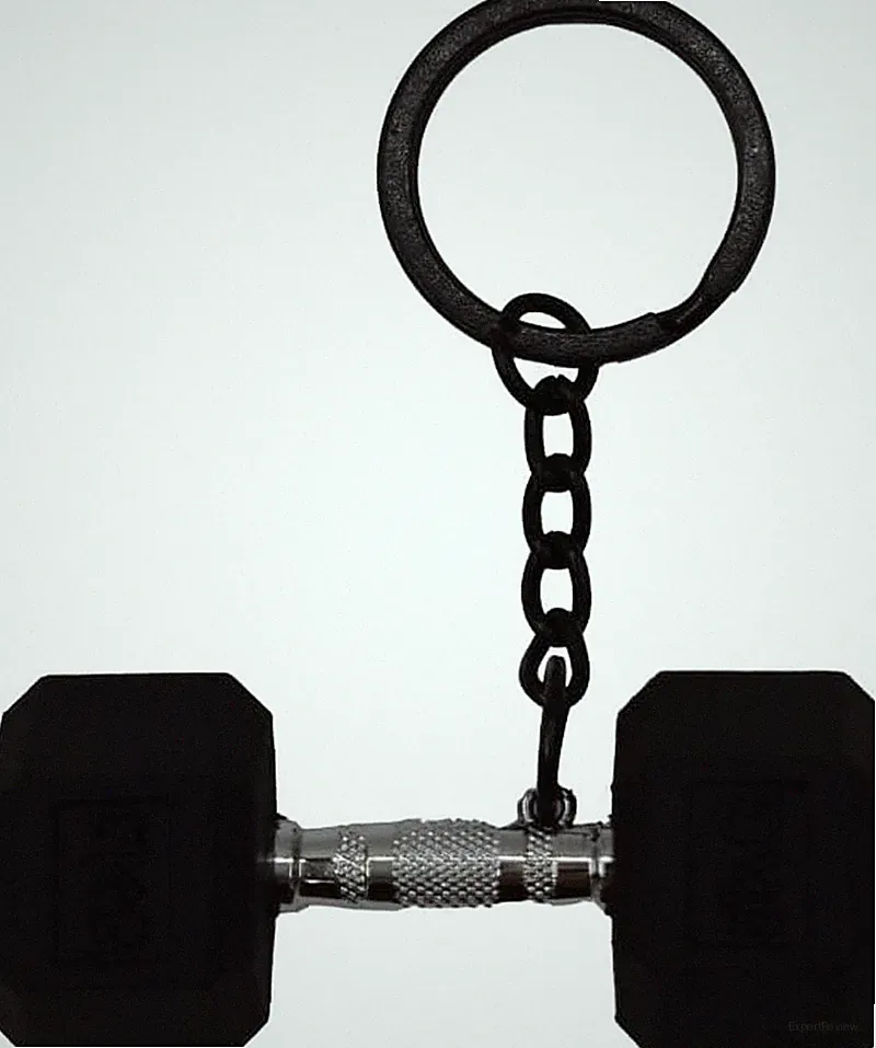 Mini Dumbbell Keychain - Barbell Keychain for Fitness Enthusiast, Black