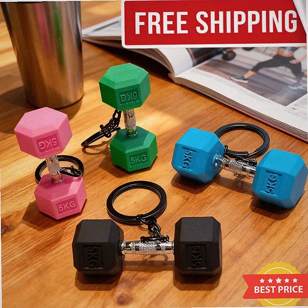 Mini Dumbbell Keychain Gym Fitness Keyring Barbell Weightlifting Sport Bag Charm