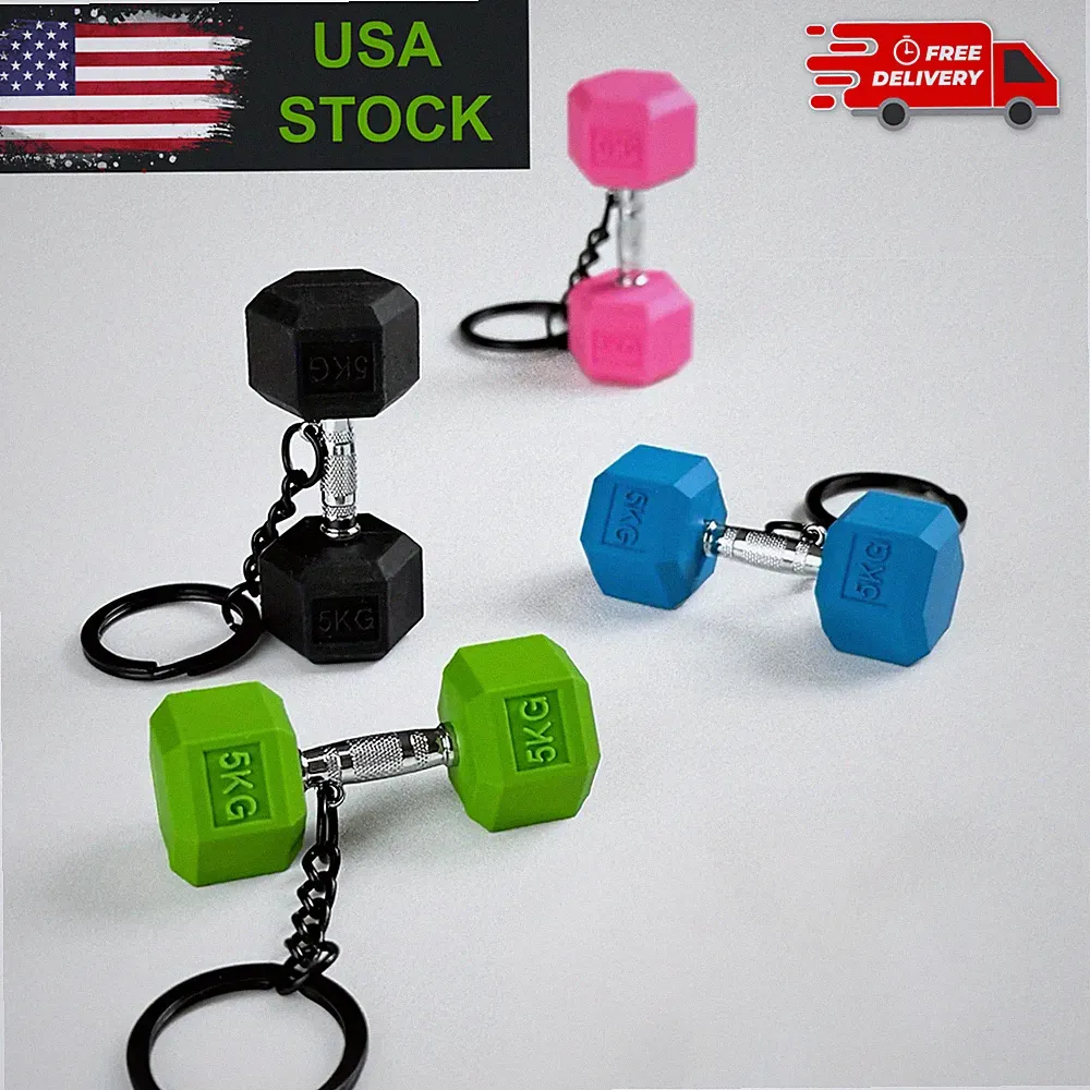 Mini Dumbbell Keychain Gym Fitness Keyring Workout Sports Pendant Bag Charm Gift