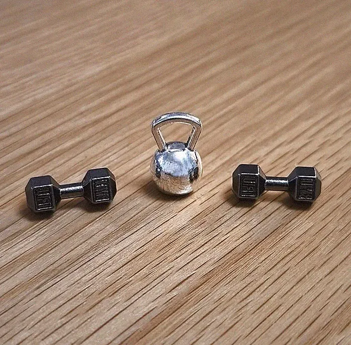 Miniature Metal Weights set BODY BUILDING Dumbbells WEIGHT Kettlebell Gym Joke