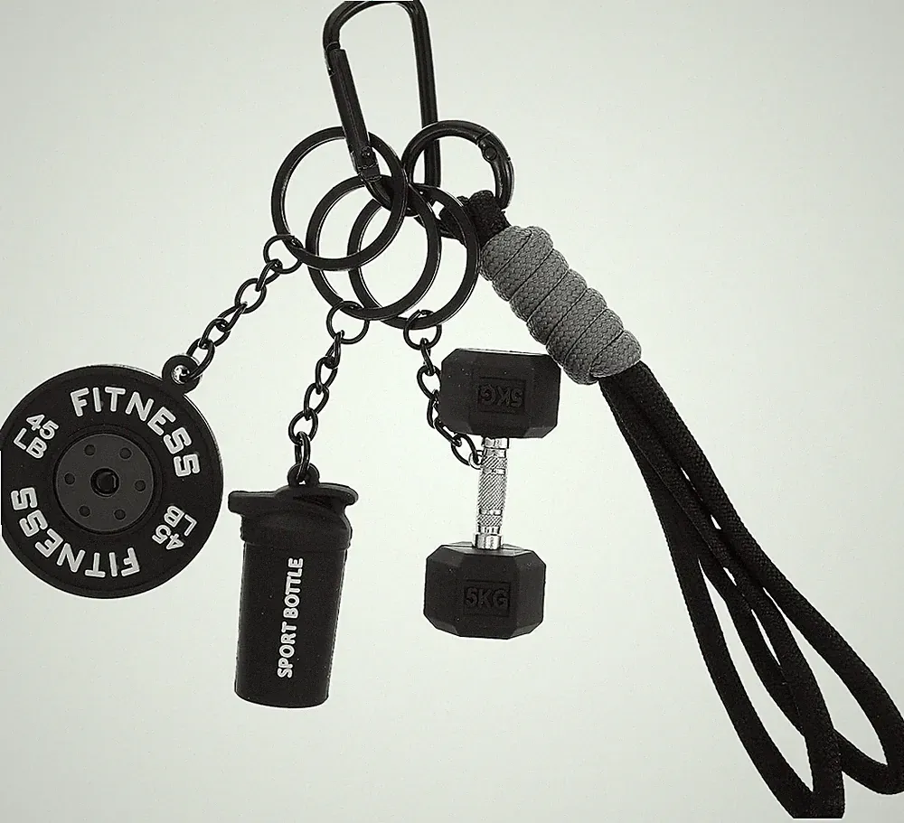 Molain Gym Keychain for Women Men, Silicone Dumbbell Keychain Motivational Fitne