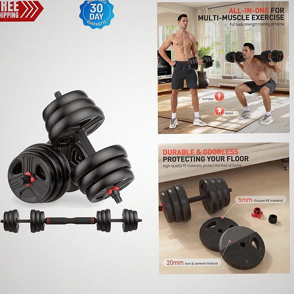 Multi-Functional Adjustable Dumbbell Set 20 to 90 lbs - Lightweight & Durable