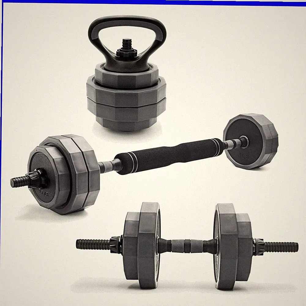 Multi-Use Adjustable Weight Set - Versatile Dumbbell, Barbell & Kettlebell fo...