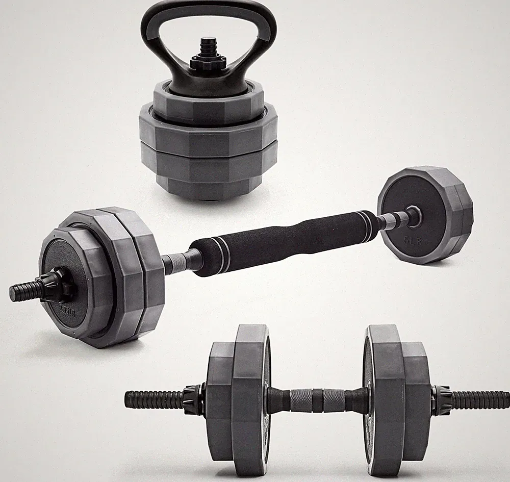 Multi-Use Adjustable Weight Set - Versatile Dumbbell, Barbell & Kettlebell for F