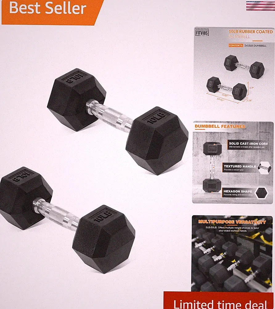 Multifunctional 10 LB Hex Dumbbells - Perfect Hand Weights for Diverse Workouts