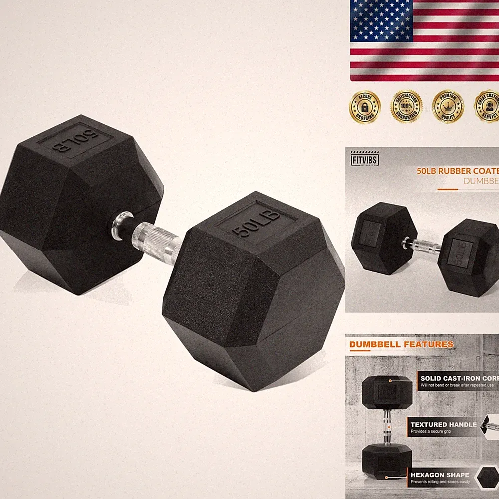 Multifunctional 50LB Rubber Coated Hex Dumbbell for Versatile Fitness Workouts