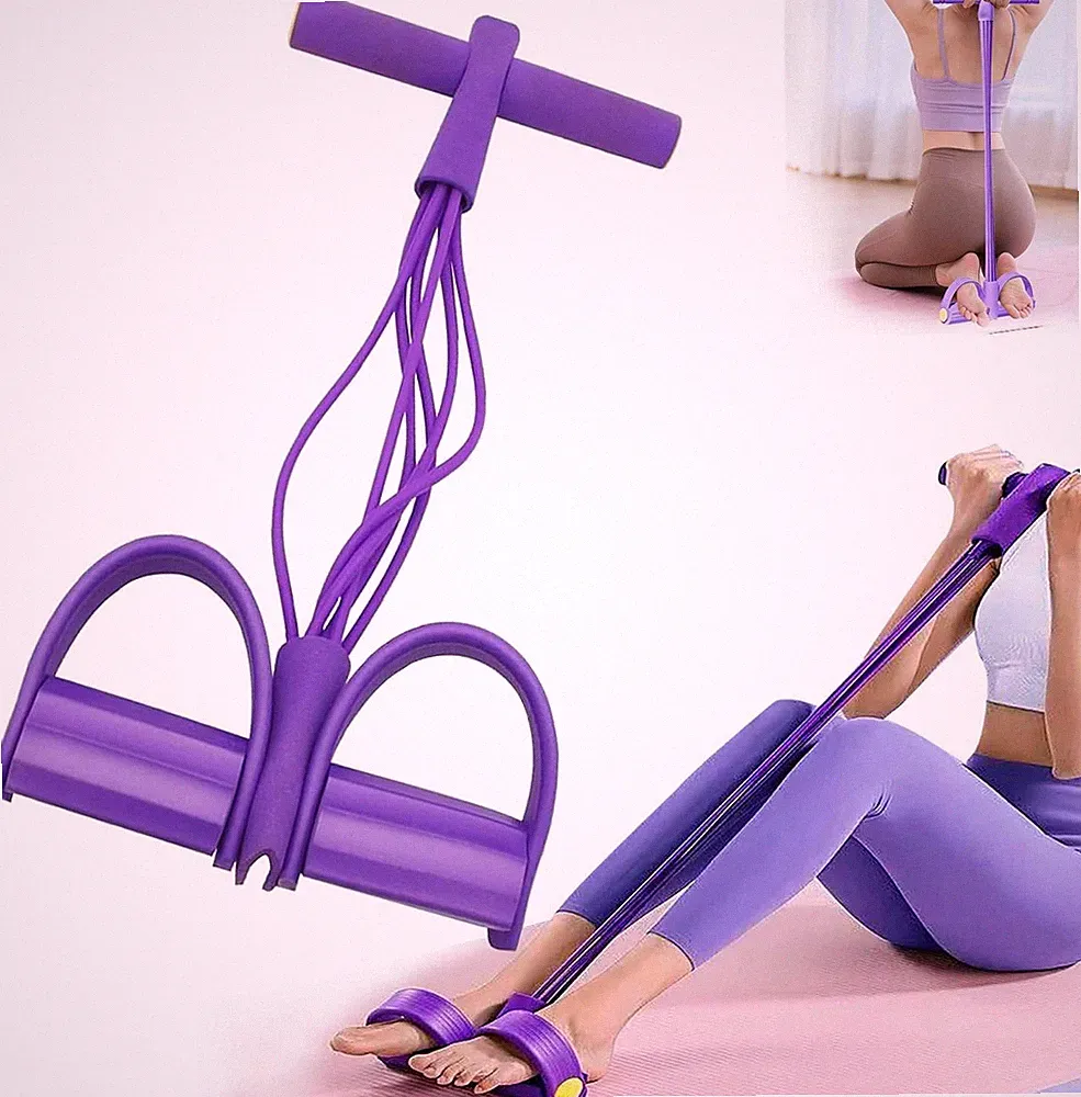 Multifunctional Pedal Resistance Band with Handle,6/8/10 Tubes for All Weights,U