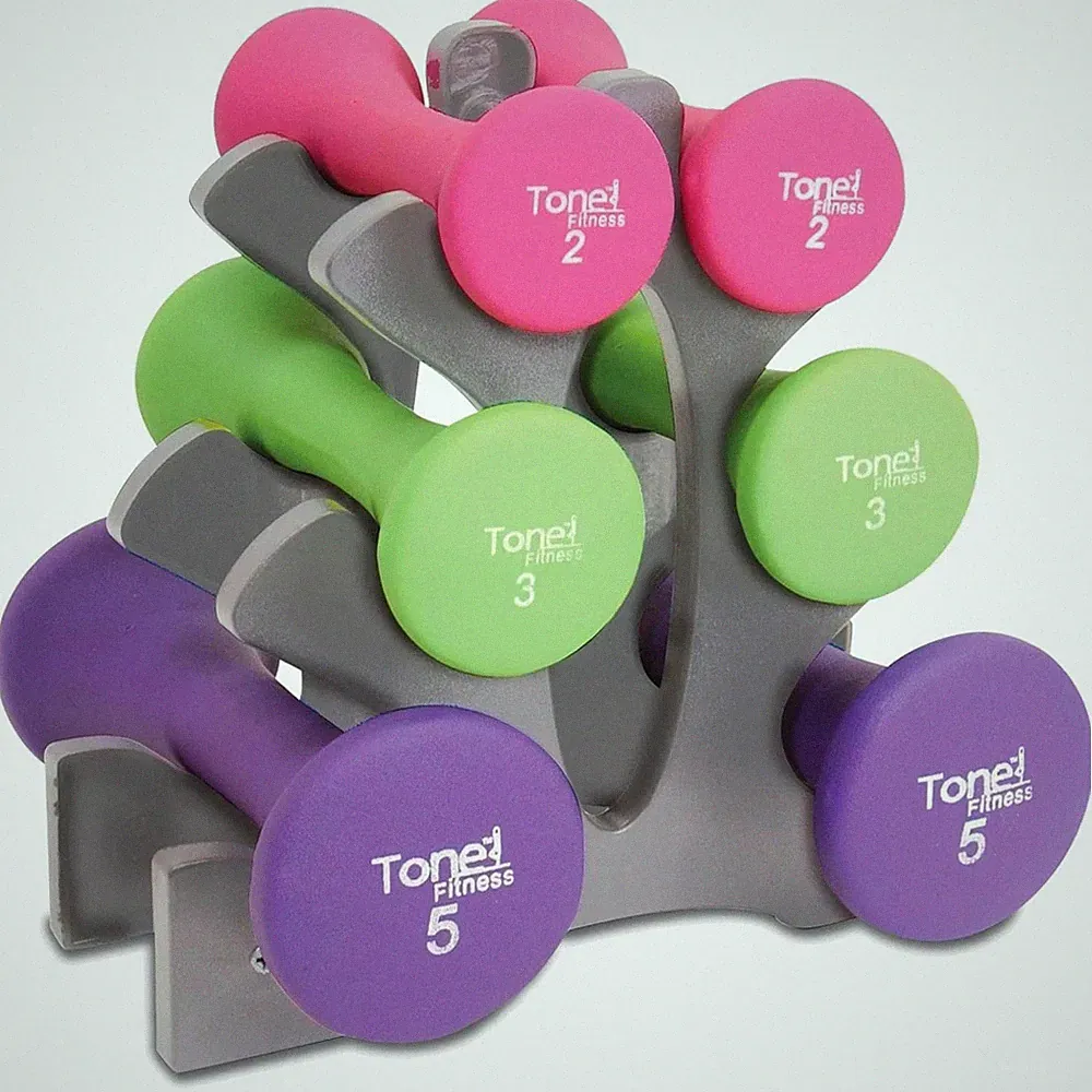 Neoprene 20-Pound Dumbbell Set with Rack