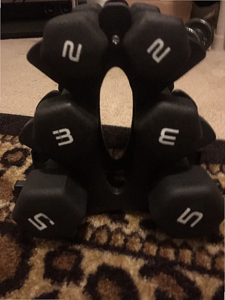 Neoprene Coated 20-Pound Dumbbell Set: 2, 3, & 5 Pounds with Storage Rack Black