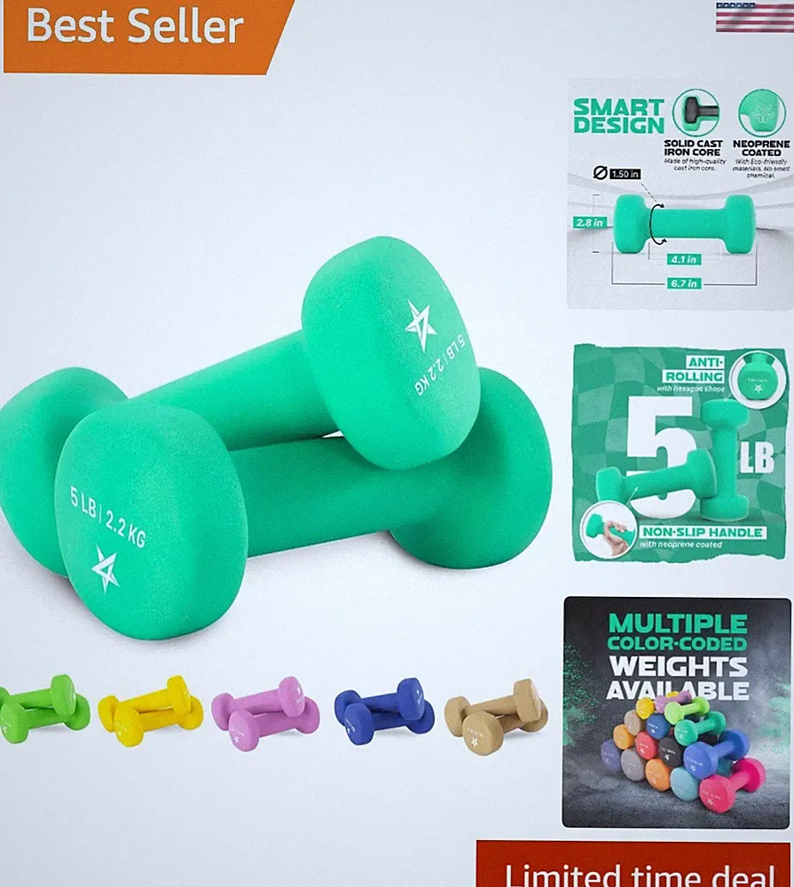Neoprene Coated Dumbbell Hand Weight Pair- 2 x 5LB