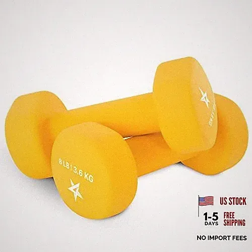 Neoprene Coated Dumbbell Hand Weight Sets of 2 - 8 lbs (Pair) G. Orange