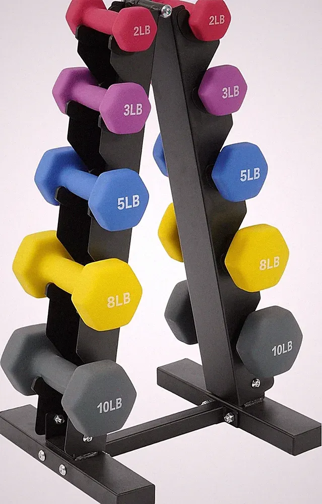 Neoprene Coated Dumbbell Set with Rack, Free Hand Weight Set for Home Gym Workou