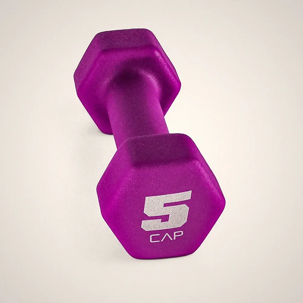 Neoprene Coated Hex Dumbbell 5 Pound Pair for Women and Men Fitness