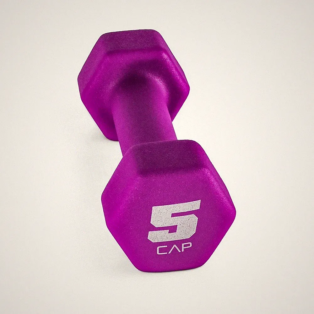 Neoprene Coated Magenta 5 lb Dumbbell Pair Fitness Weight for Home Gym