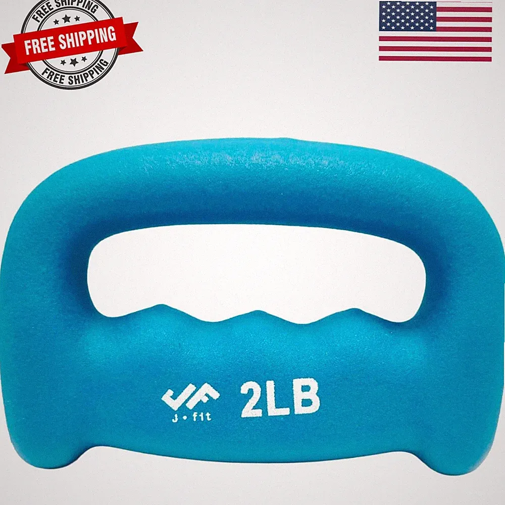 Neoprene D Grip Dumbbells - Single Weights 2LB - Non-Slip, Hand Weights,...