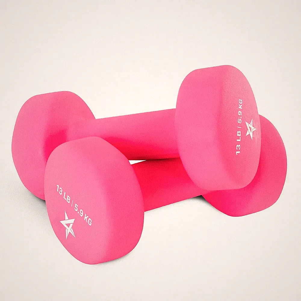 Neoprene Dumbbell 15 lb Pair Hexagon Anti Slip Roll K. Pink Yes4All Coated Hand
