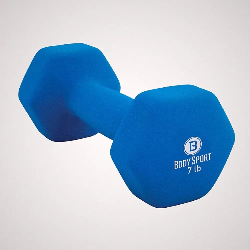 NEOPRENE DUMBBELL, 7 LBS, LATEX-FREE, BLUE