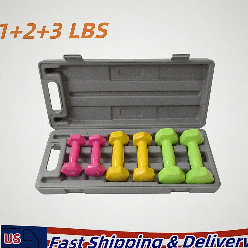 Neoprene Dumbbell Free Hand Weight Set for Home Gym, Packed in Pairs 1+2+3 LB