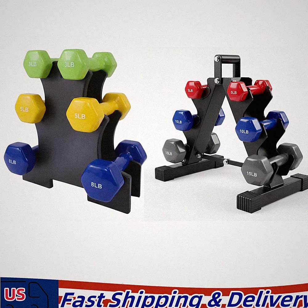 Neoprene Dumbbell Free Hand Weight Set with Rack