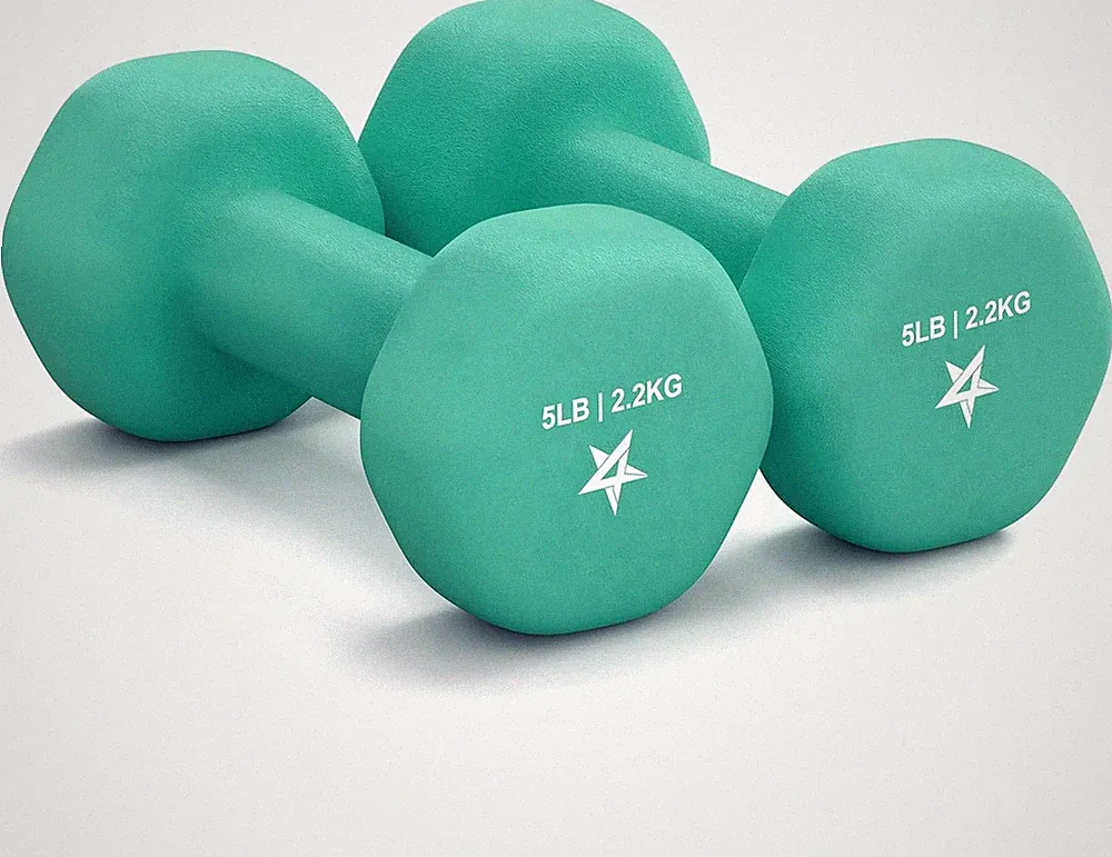 Neoprene Dumbbell Hand Weight Sets of 2 Multiple Sizes 15 Colors Anti Roll Non