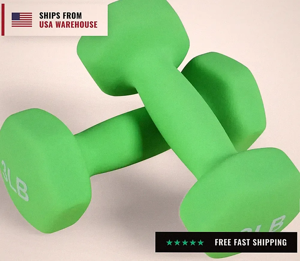 Neoprene Dumbbell Hand Weights, Anti-Slip, Anti-roll, Hex Shape Colorful, Pair o