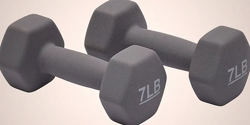 Neoprene Dumbbell Hand Weights for Exercise - Light Grey - 7 Pound