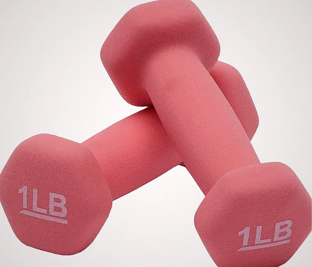 Neoprene Dumbbell Hand Weights for Exercise - Pink - 1 Pound