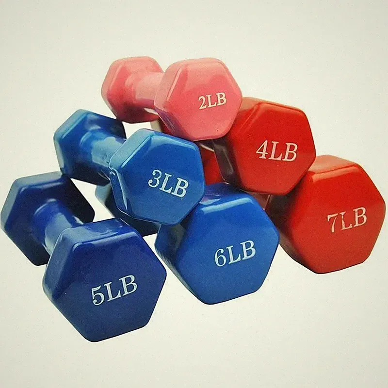 Neoprene Dumbbell Hand Weights Multiple Weights Colors Hexagon Shape Anti-roll