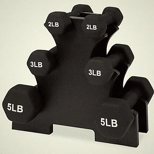 Neoprene Dumbbell Hexagon Hand Weights, Set of 6 with Rack USA