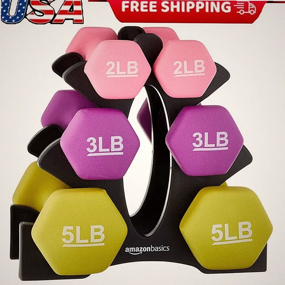 Neoprene Dumbbell Hexagon Shaped Nonslip Exercise Strength Training Multicolor