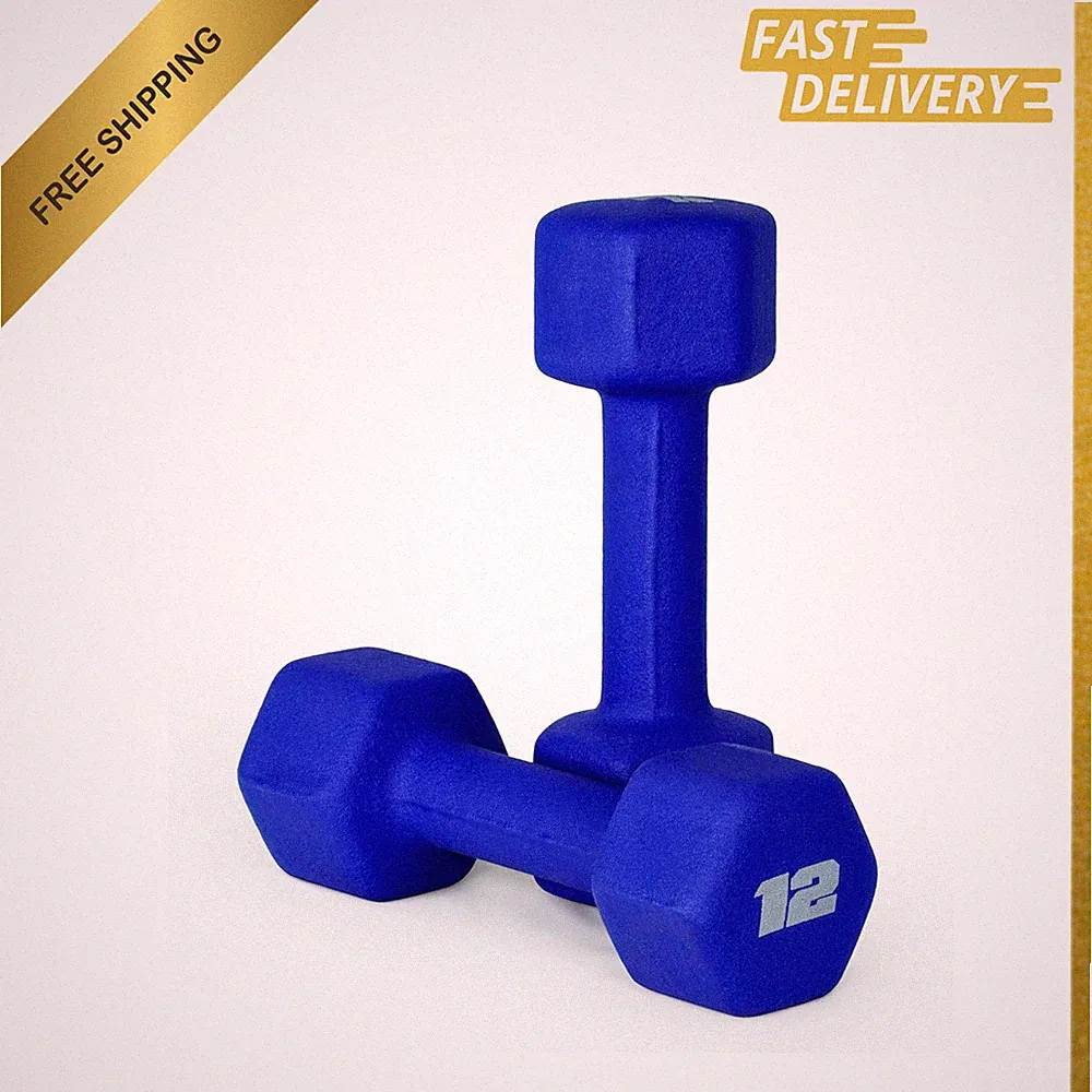 Neoprene Dumbbell Pairs Sets 12 lb Color Series for Strength Training and
