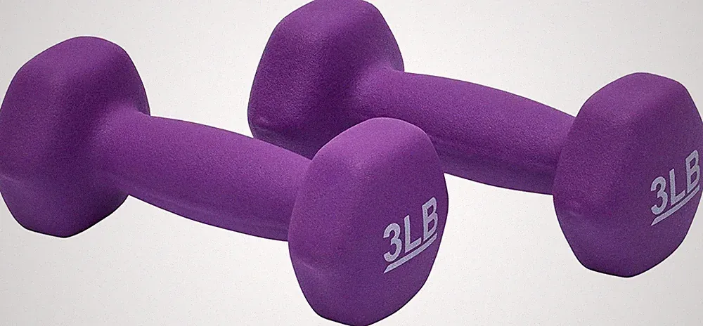 Neoprene Dumbbell Set 3 lb Pair Purple Hand Weights Exercise Gym Strength Traini