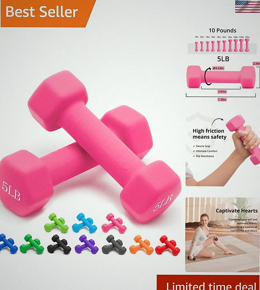 Neoprene Dumbbell Set of 2 - Versatile 1-15 LB Weights for All Fitness Levels