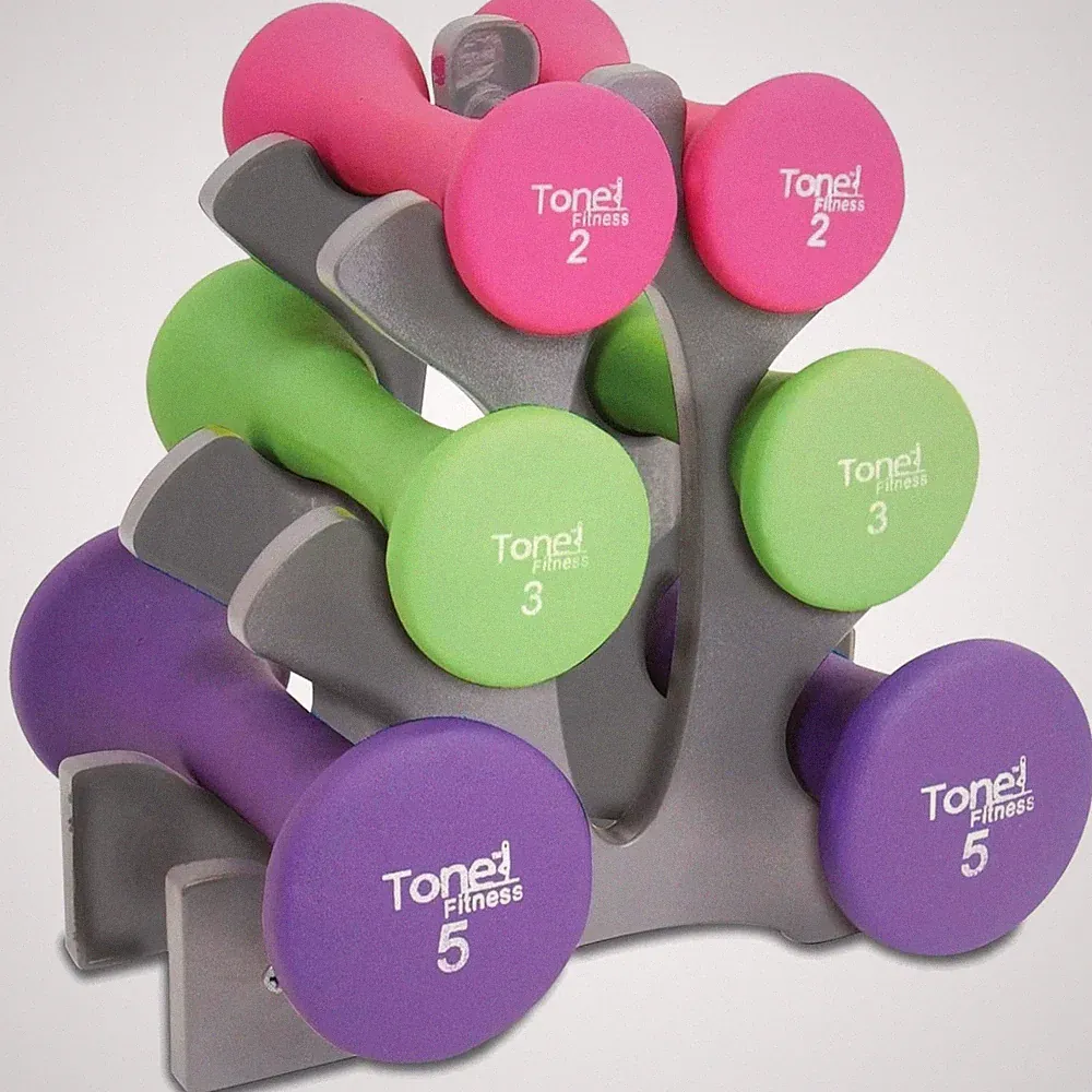 Neoprene Dumbbell Set with Rack - 3 Pairs