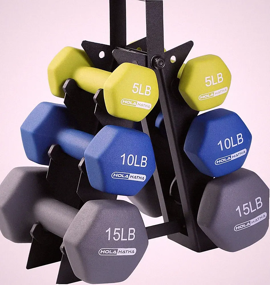 Neoprene Dumbbell Set with Rack - Portable Weights for Home Workouts - 60 LB SET