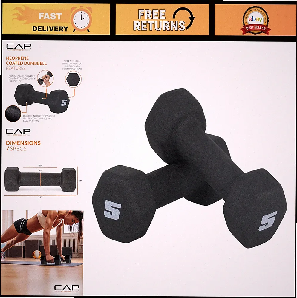 Neoprene Dumbbell Weights - Adjustable Pairs & Sets for Home Gym - Black