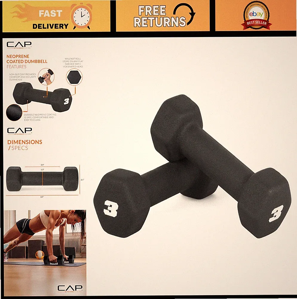 Neoprene Dumbbell Weights Set - Adjustable Pairs for Home Gym Fitness - Black