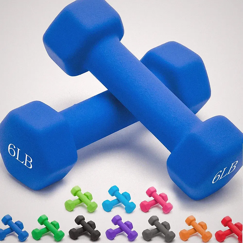 Neoprene Dumbbells 22 LB Hex Shape Anti Slip Roll Dark Blue 1-22 Portzon Colors