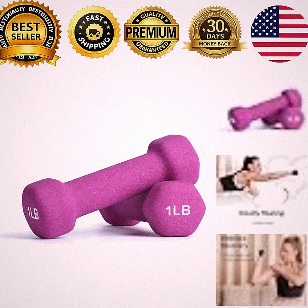 Neoprene Dumbbells Set Non Slip Grip Hex Weight 2 Pack 1-15 lb Anti Roll