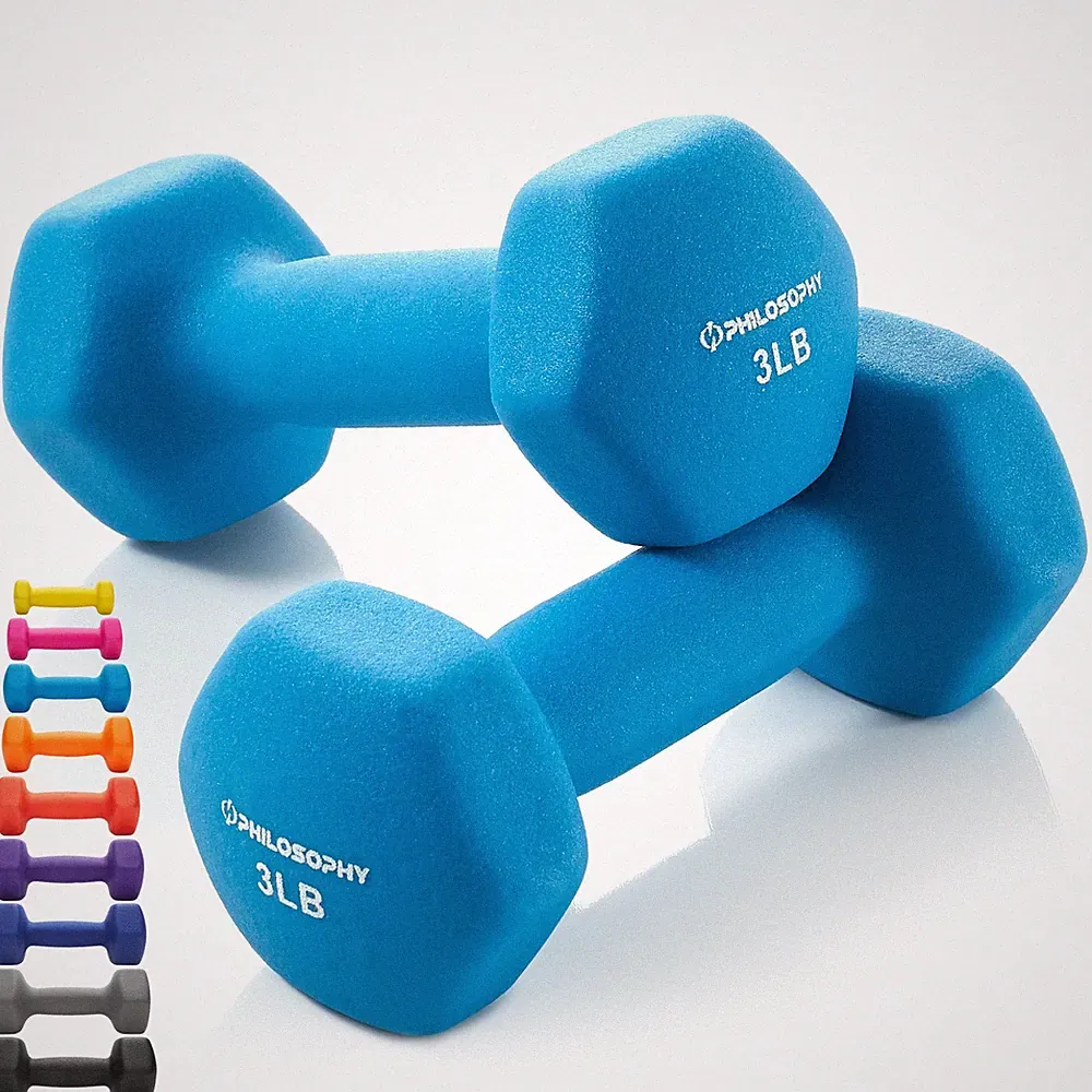 Neoprene Hex Dumbbell Hand Weights, Set of 2 - Workout Strength Training