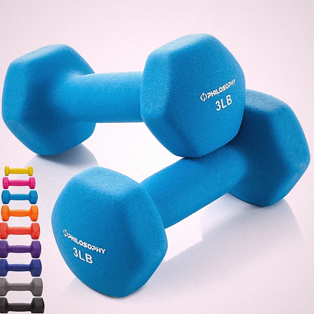 Neoprene Hex Dumbbell Hand Weights, Set of 2 - Workout Strength Training
