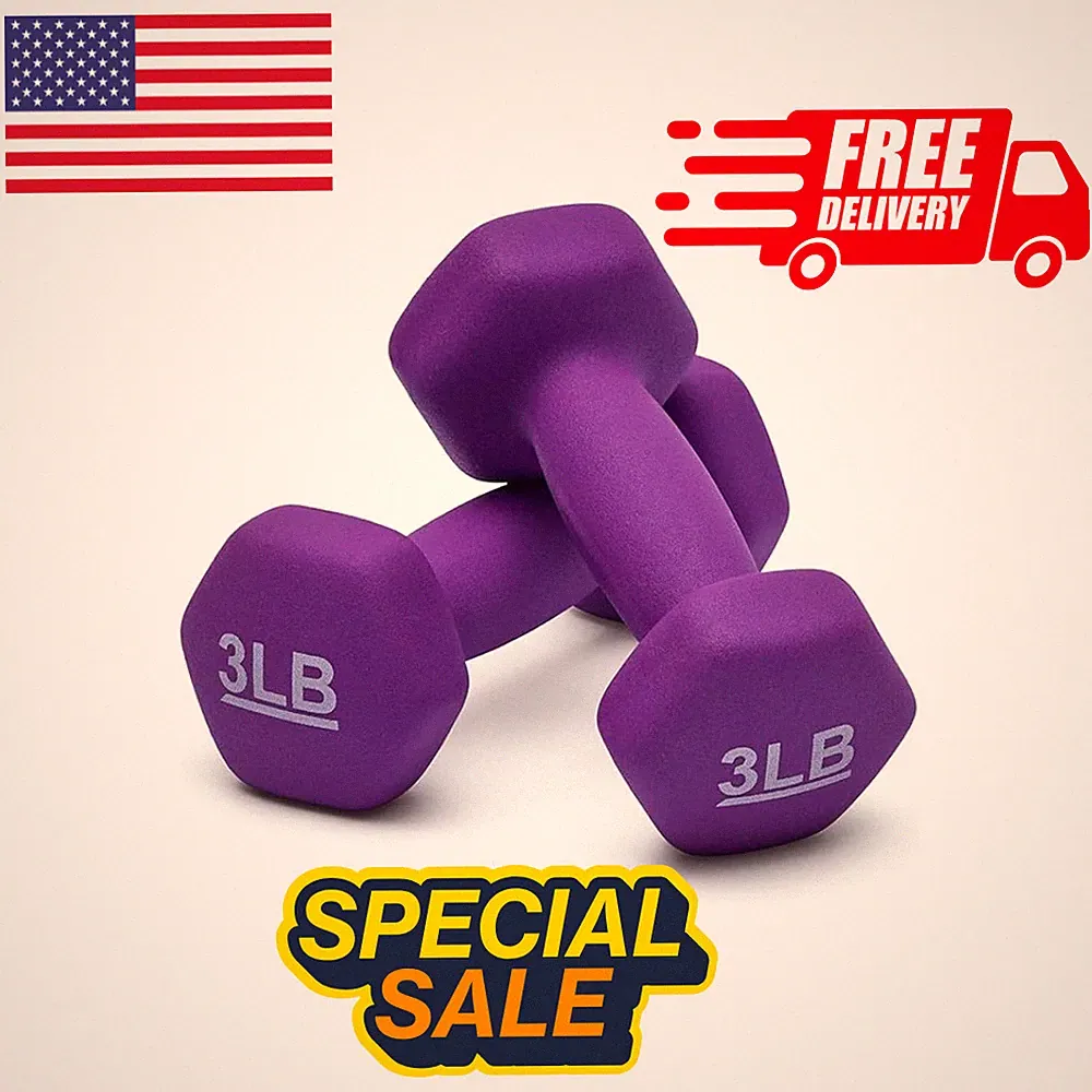 Neoprene Hex Dumbbell Pair Hand Weights Non Slip Home Gym Strength Training