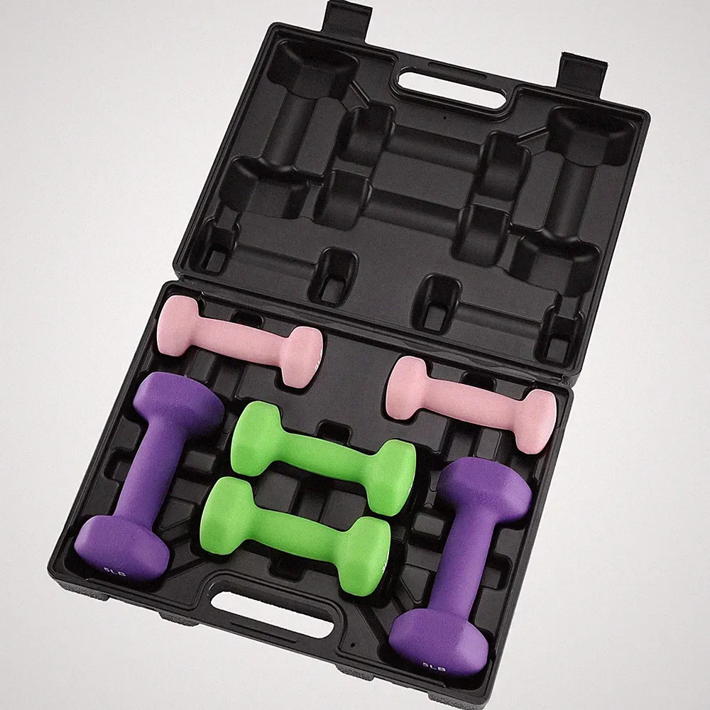 Neoprene Hex Dumbbell Set with Storage Rack Anti Slip Weights Set Gym