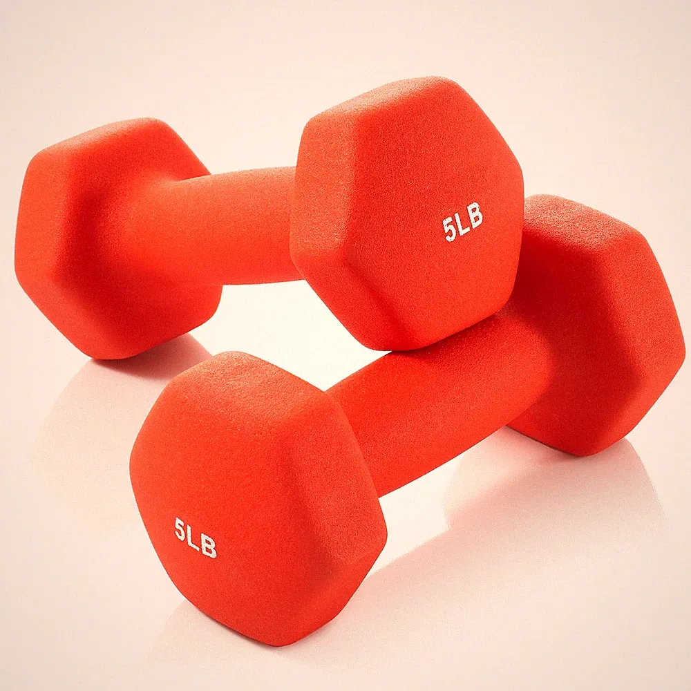 Neoprene Hex Dumbbell Weights, 5 lb Pair - 10 lb Total