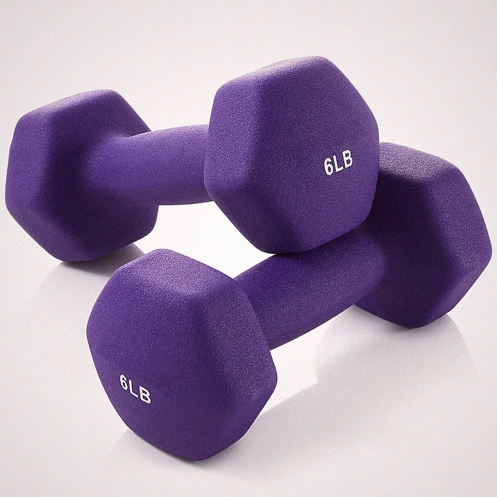 Neoprene Hex Dumbbell Weights, 6 lb Pair - 12 lb Total