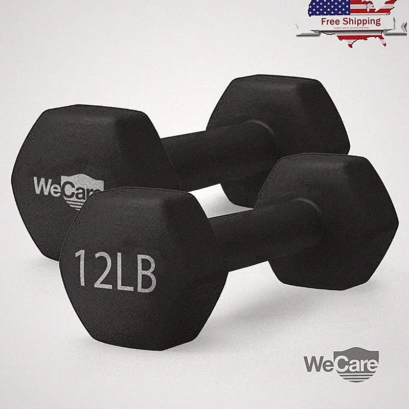 Neoprene Hex Dumbbells Set of 2 Anti-Roll Anti-Slip Weight Training New
