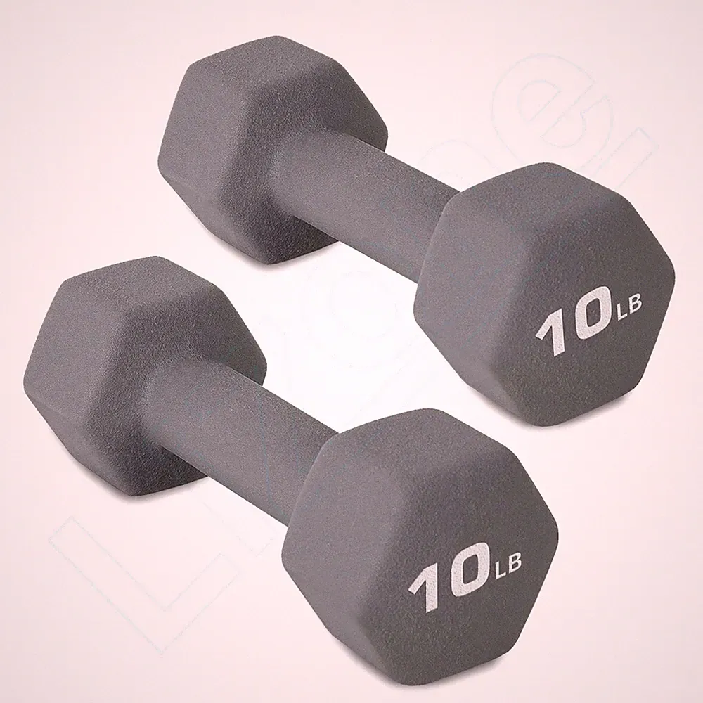 New 10 lb (Pair) Lizone Hex Rubber Coated Dumbbells Set Total 20 lbs free ship