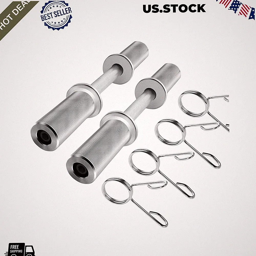 NEW 16"/20" Olympic Dumbbell Handles Loadable Bars w/ Spring Collars Home Gym